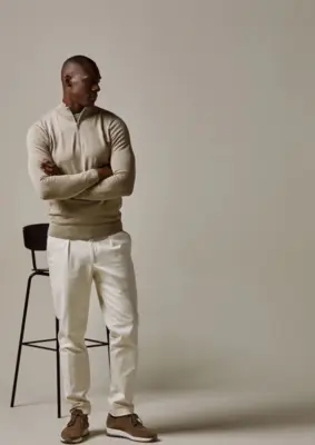Profuomo | Pullover halfzip beige