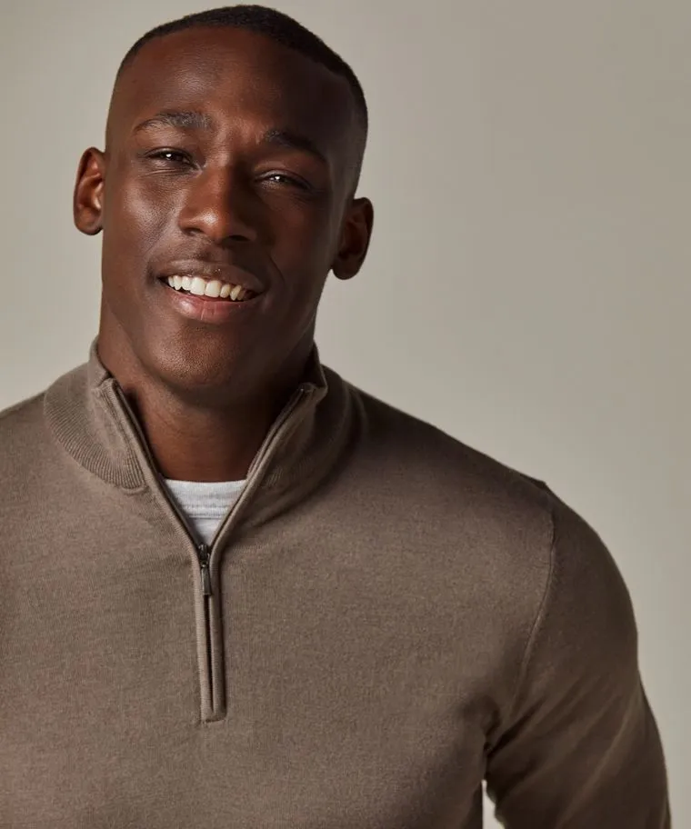 Profuomo | PULLOVER HALFZIP BROWN Brown