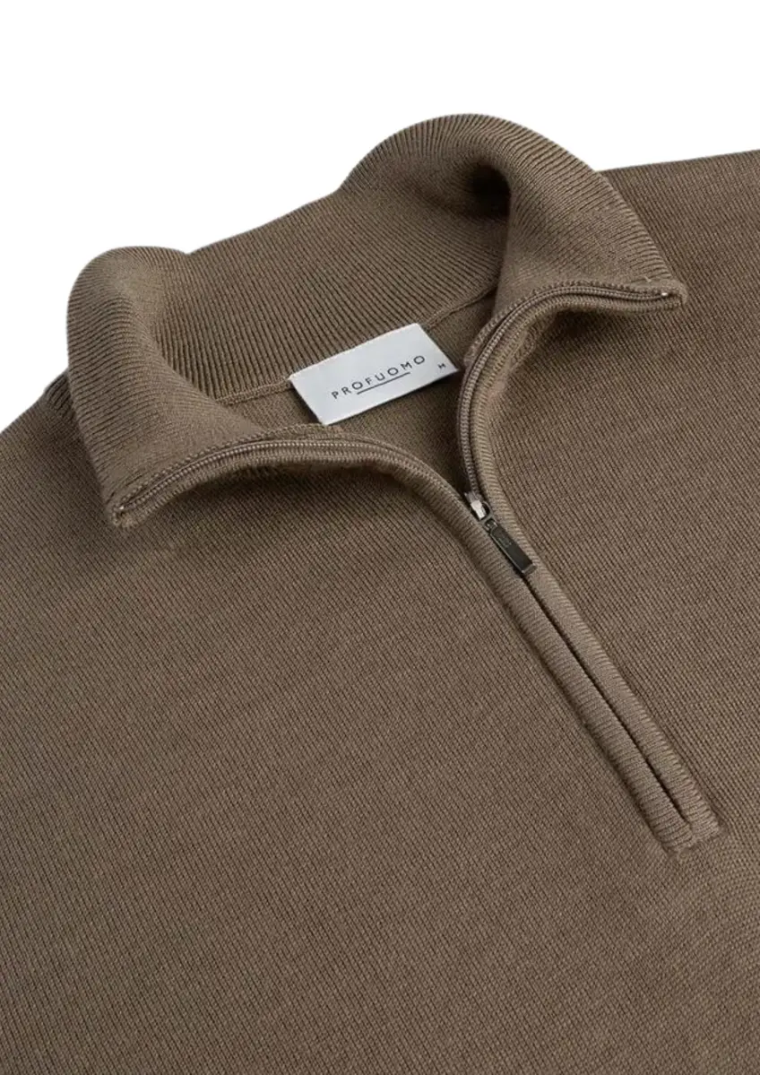 Profuomo | PULLOVER HALFZIP BROWN Brown