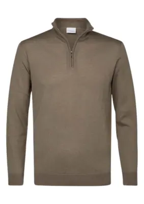 Profuomo | PULLOVER HALFZIP BROWN Brown