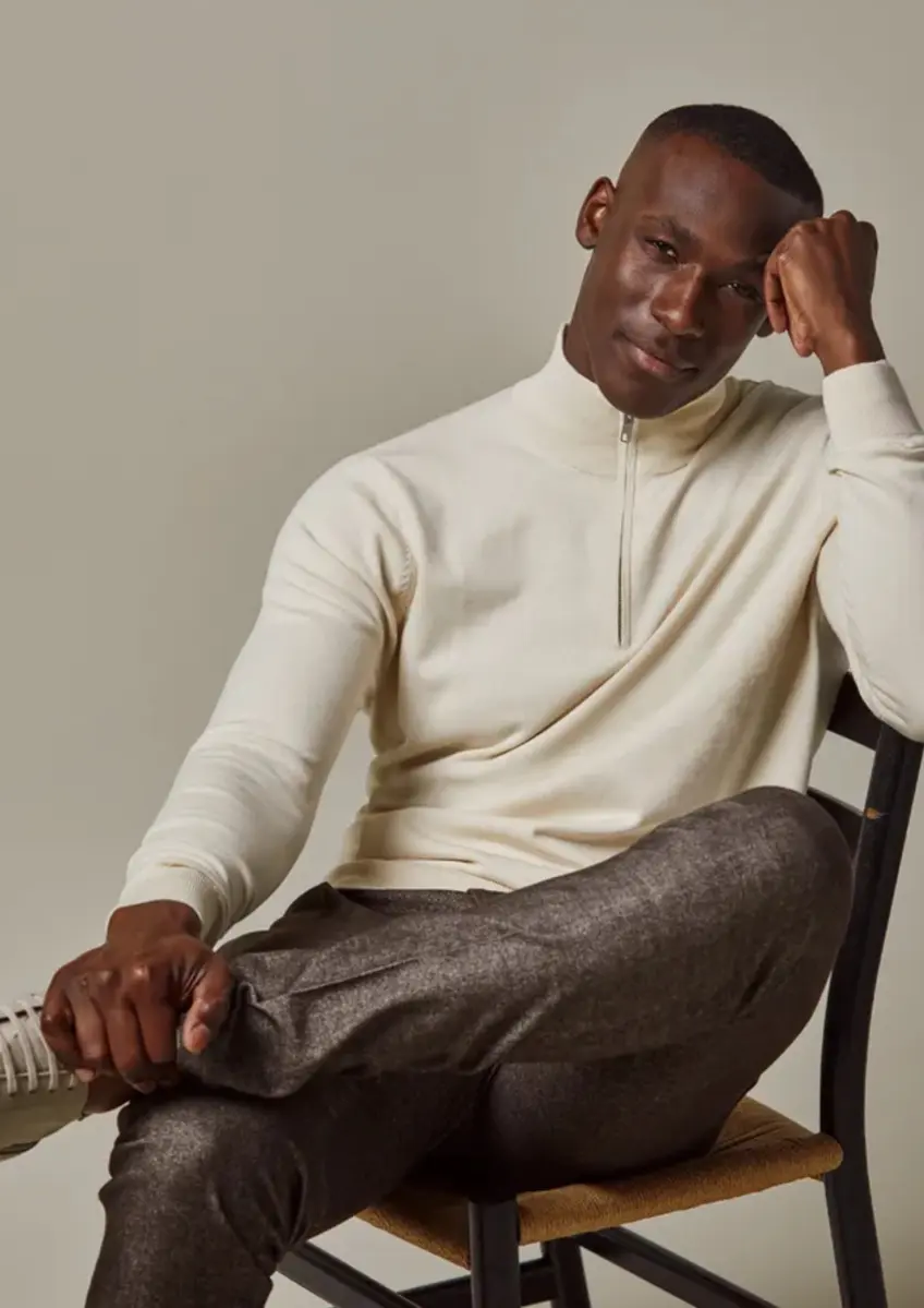 Profuomo | Pullover halfzip off white