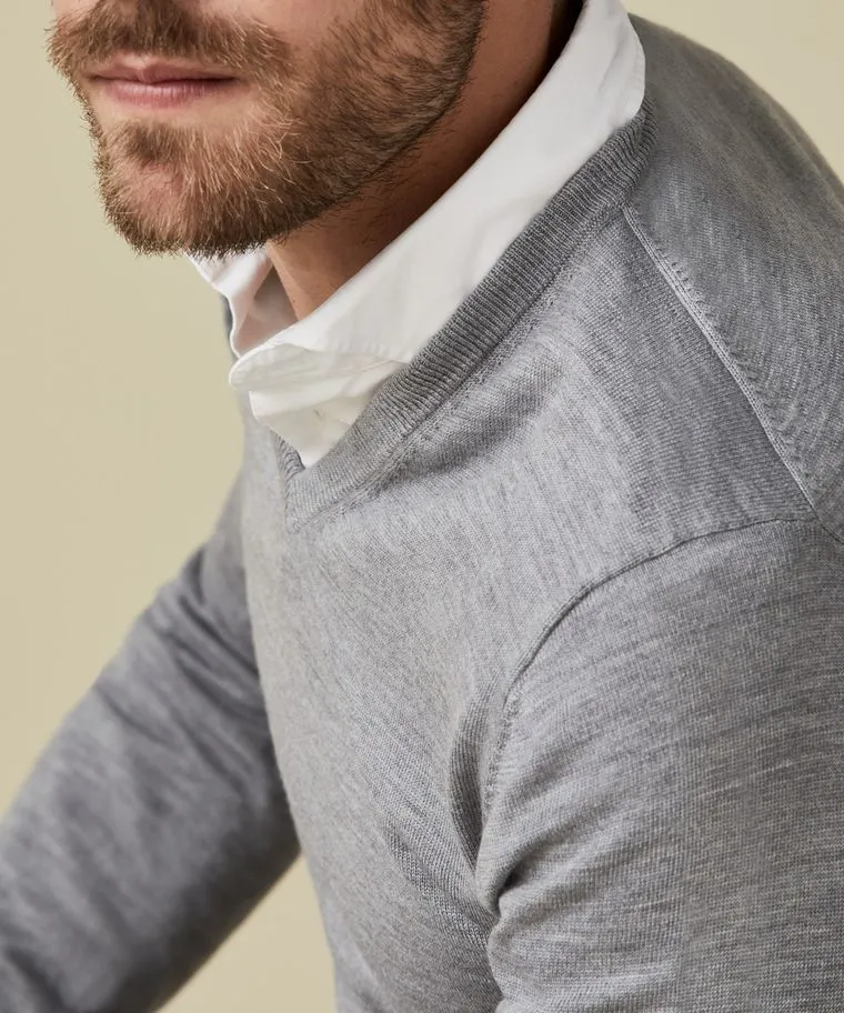 Profuomo | PULLOVER V-NECK GREY
