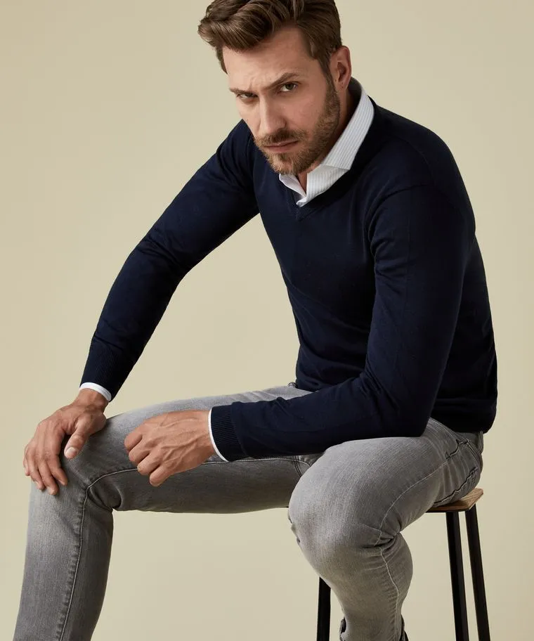 Profuomo | PULLOVER V-NECK NAVY Navy