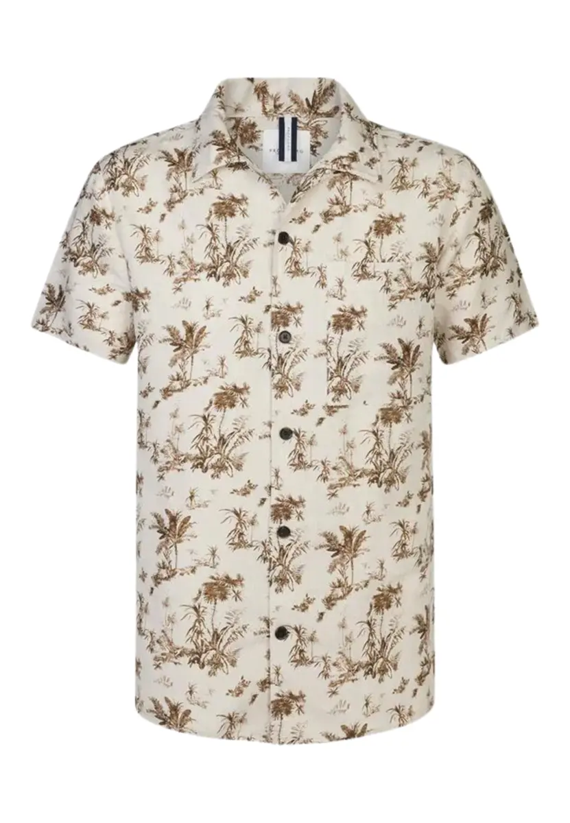 Profuomo | Shirt camp ss sc sf beige white