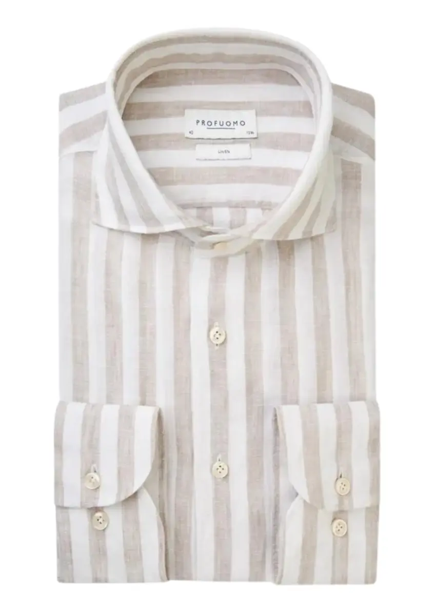 Profuomo | Shirt x-cutaway sc sf beige beige