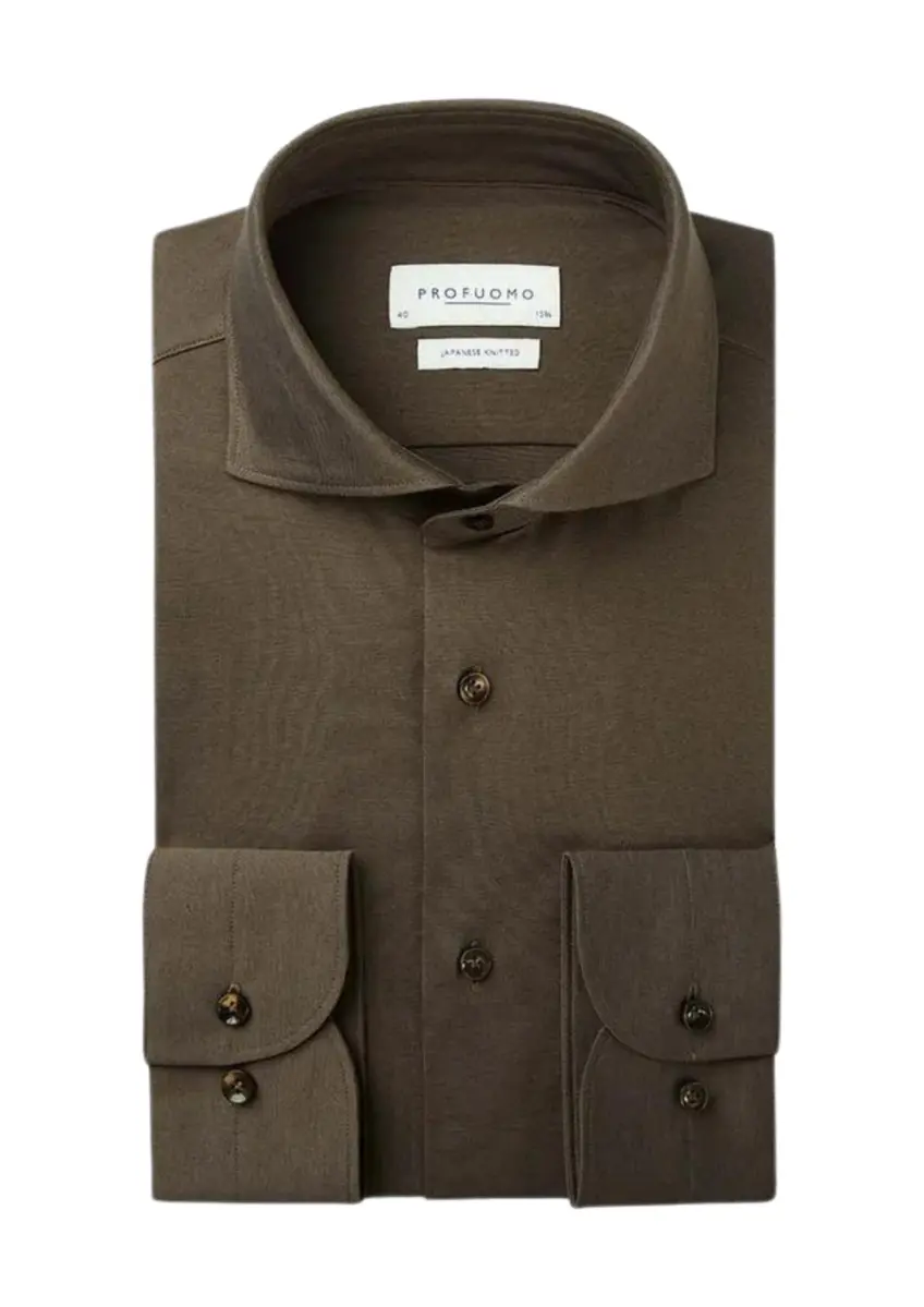 Profuomo | Shirt x-cutaway sc sf brown brown