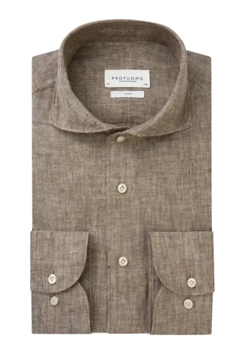 Profuomo | Shirt x-cutaway sc sf brown brown