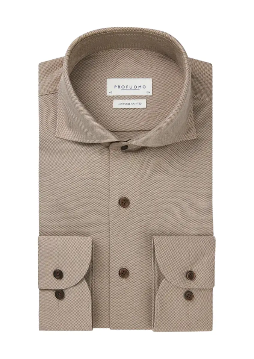 Profuomo | Shirt x-cutaway sc sf m.brown