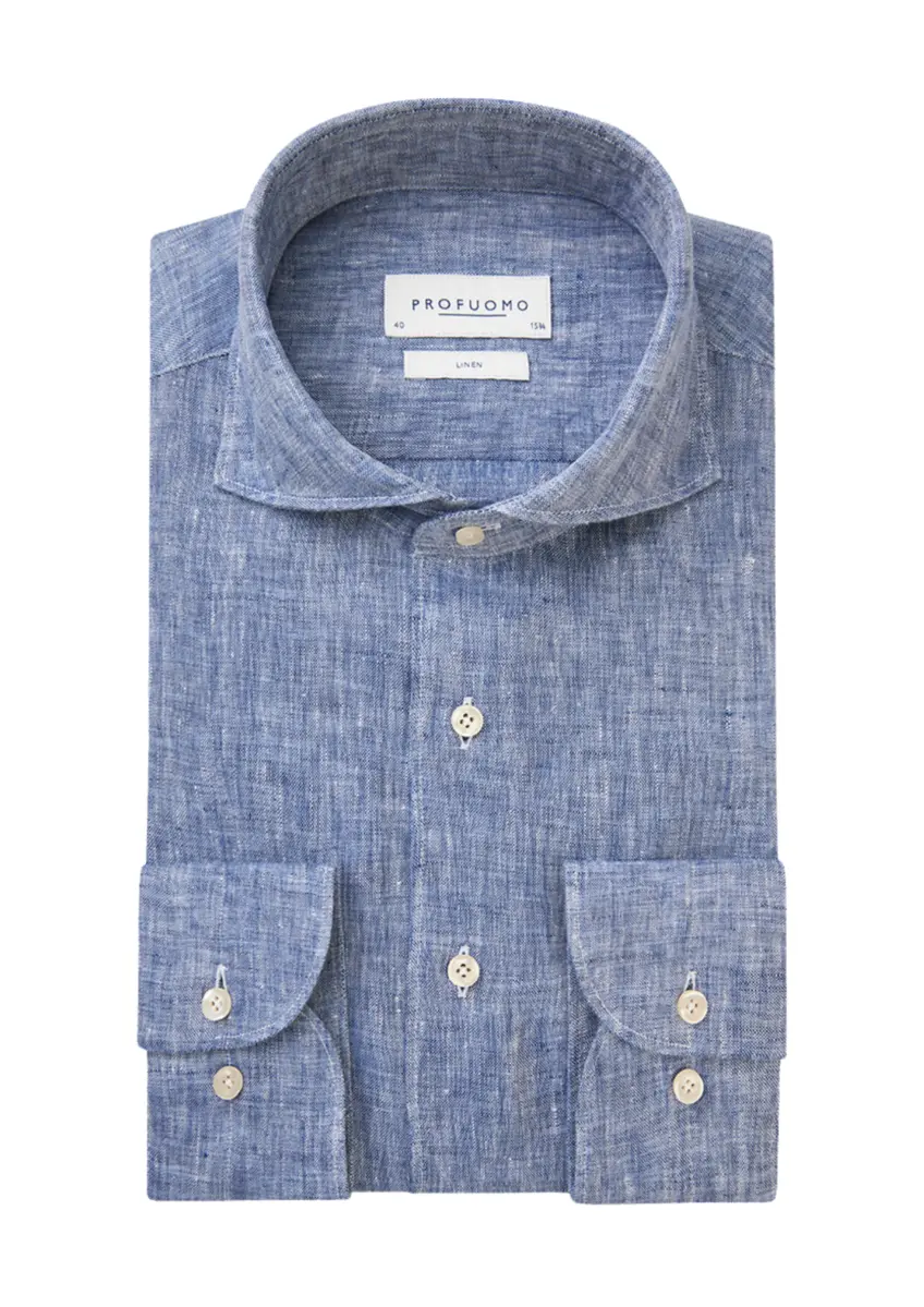 Profuomo | Shirt x-cutaway sc sf mid blue mid blue