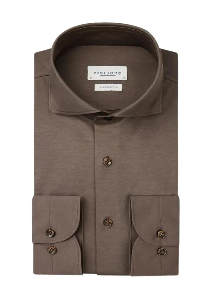 Profuomo | Shirt x-cutaway sc sf taupe