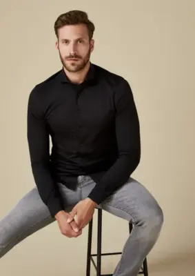 Profuomo | Shirt x cutaway sf sc black black