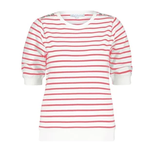 Red Button | Terry stripe short sleeve coral