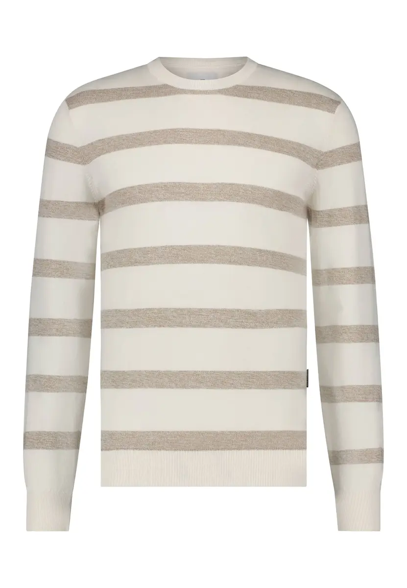 State Of Art | Pullover crew-neck striped mouline wit/beige
