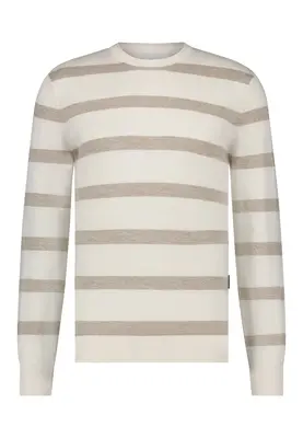 State Of Art | Pullover crew-neck striped mouline wit/beige