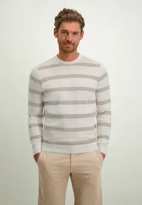 State Of Art | Pullover crew-neck striped mouline wit/beige
