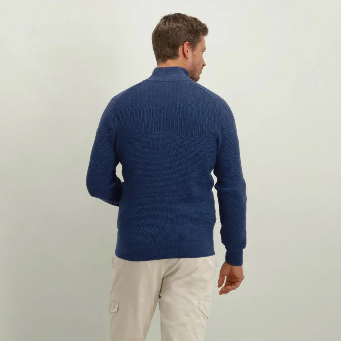 State Of Art | Pullover sportzip plain mouline kobalt/donkerblauw