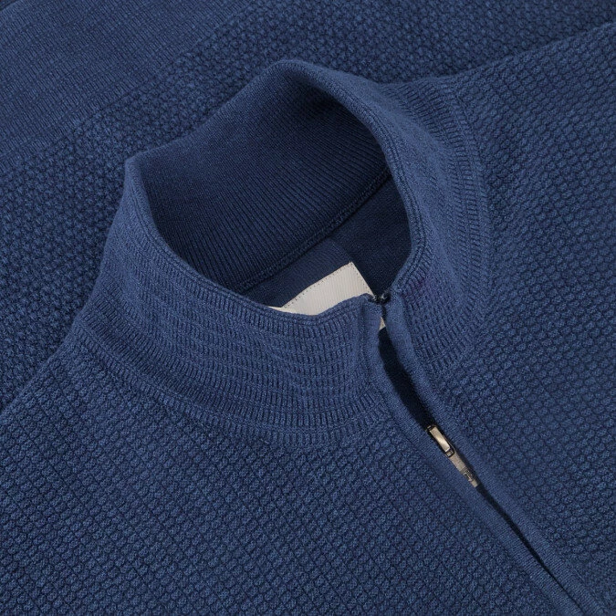 State Of Art | Pullover sportzip plain mouline kobalt/donkerblauw