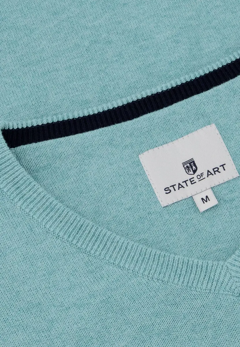 State Of Art | Pullover V-Neck Plain Knit azuurblauw uni