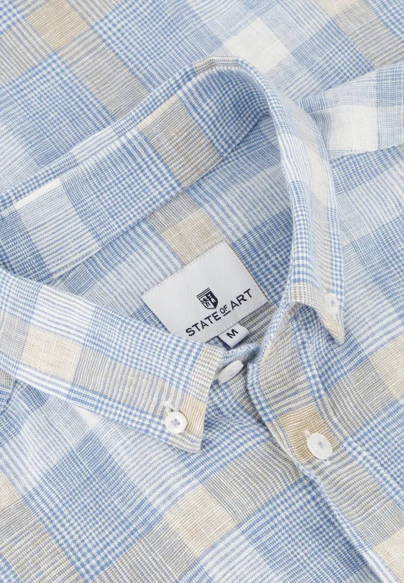 State Of Art | Shirt ls checked y/d check wit/grijsblauw