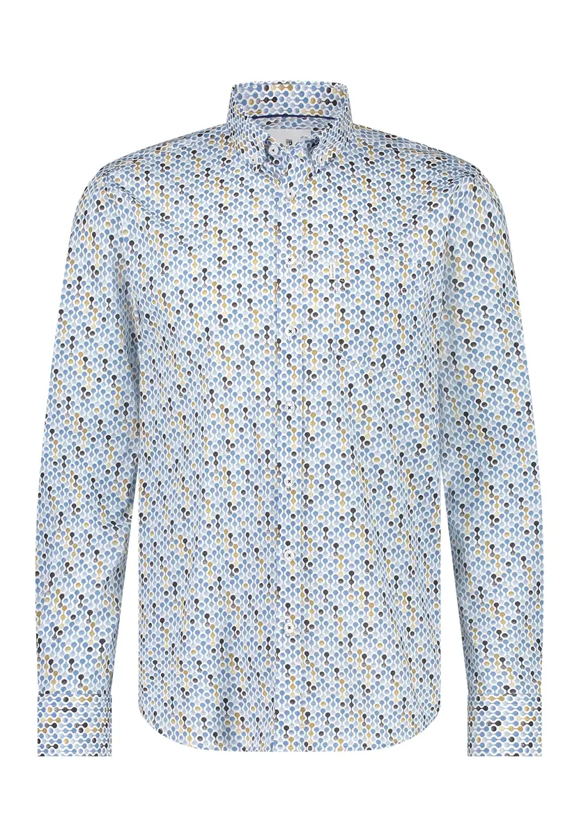 State Of Art | Shirt ls print poplin - ref ss 14195 wit/grijsblau