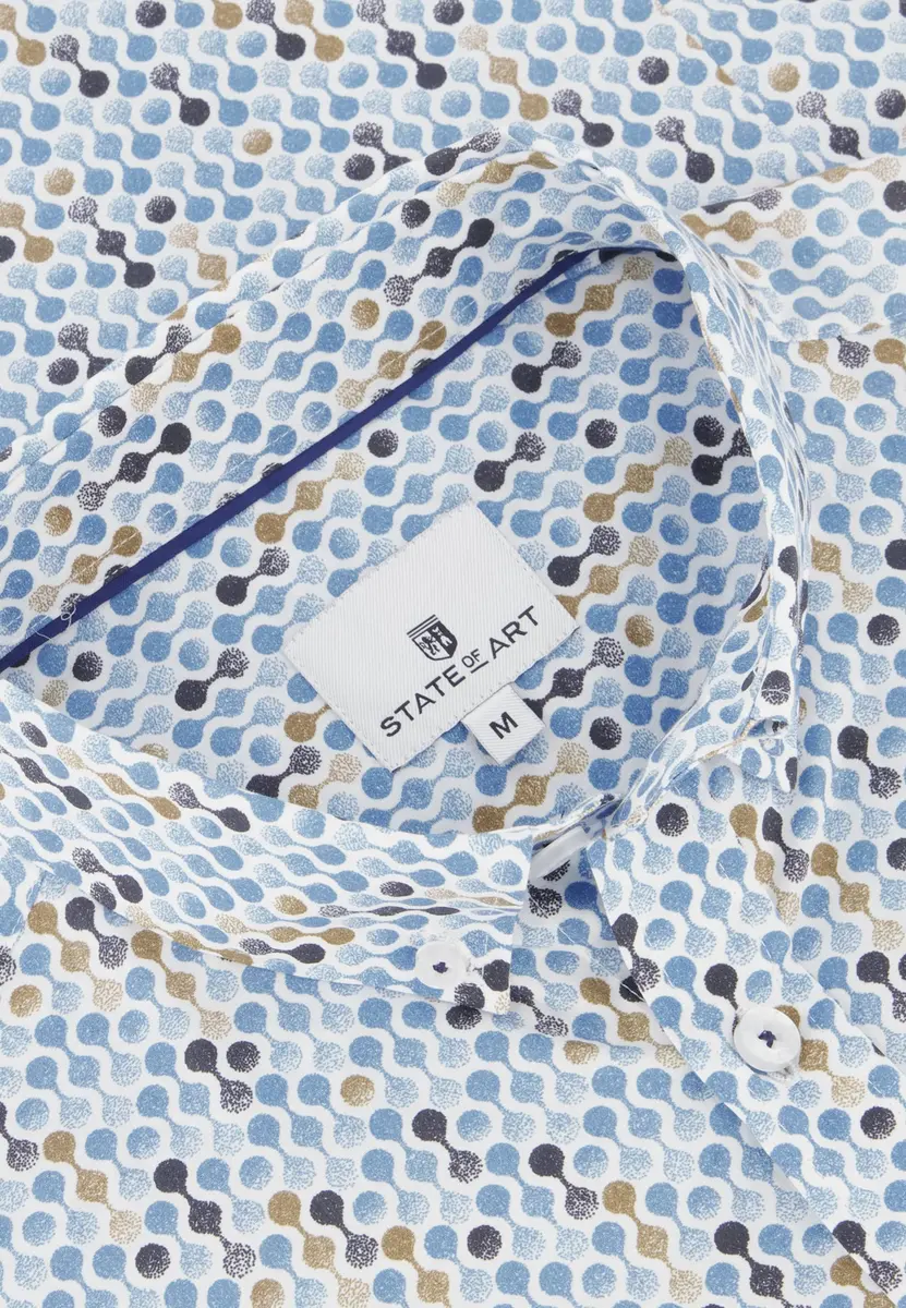 State Of Art | Shirt ls print poplin - ref ss 14195 wit/grijsblau