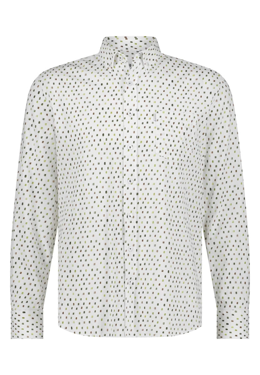State Of Art | Shirt ls print structure - gots wit/lime