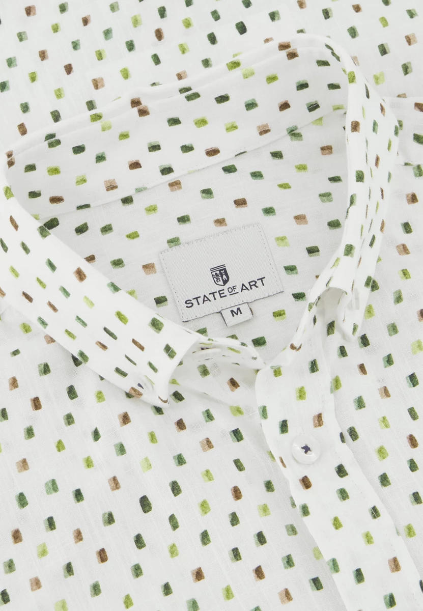 State Of Art | Shirt ls print structure - gots wit/lime
