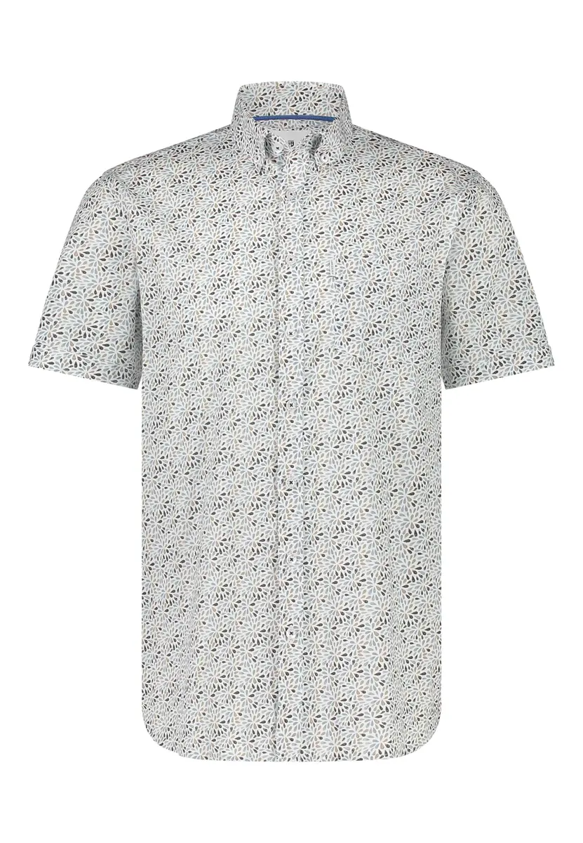 State Of Art | Shirt ss print poplin wit/grijsblauw