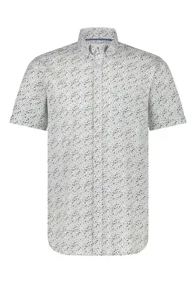 State Of Art | Shirt ss print poplin wit/grijsblauw