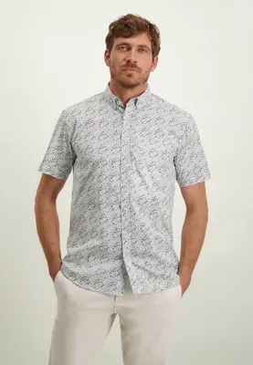 State Of Art | Shirt ss print poplin wit/grijsblauw