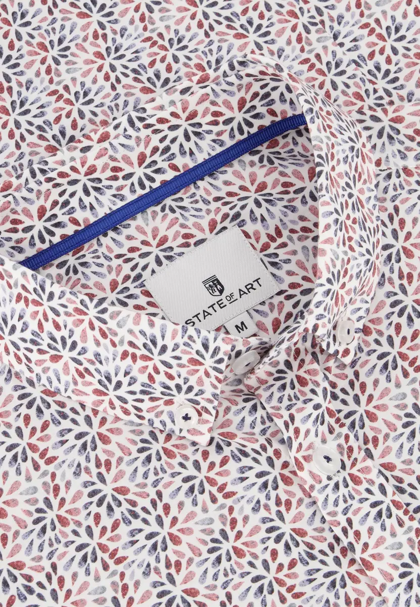 State Of Art | Shirt ss print poplin wit/kersrood