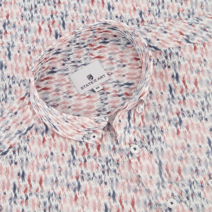 State Of Art | Shirt ss print poplin wit/roze