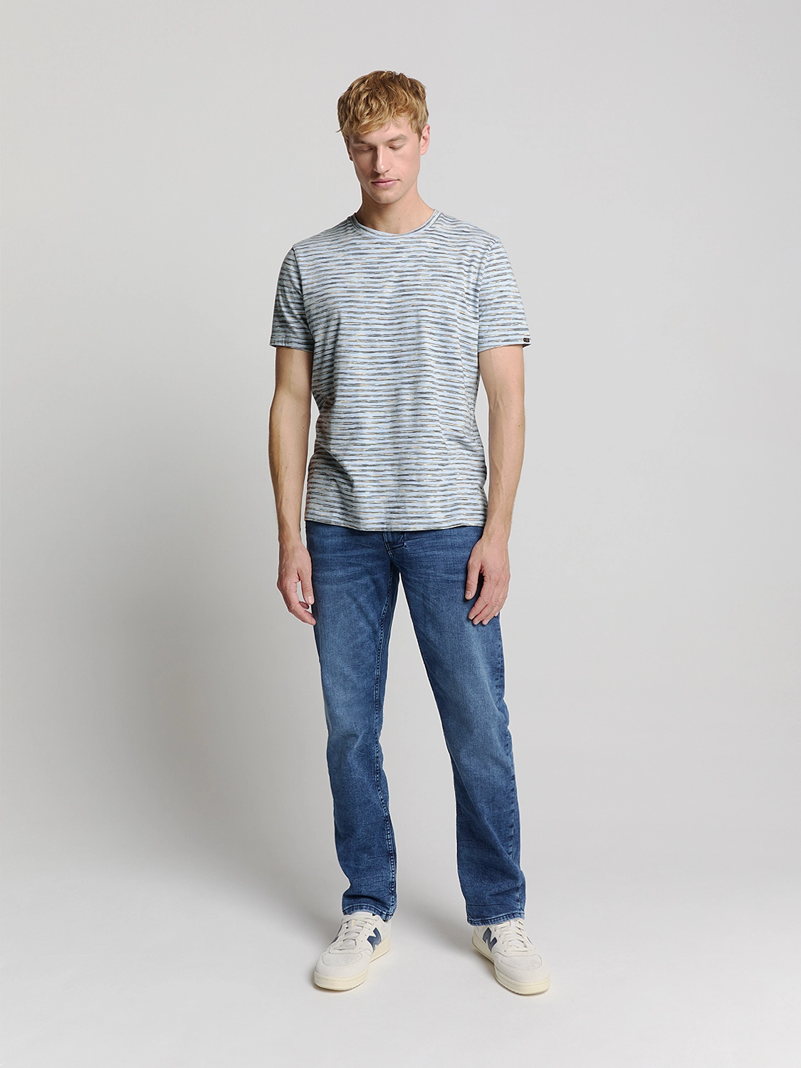 T-shirt crewneck multi coloured melange stripes