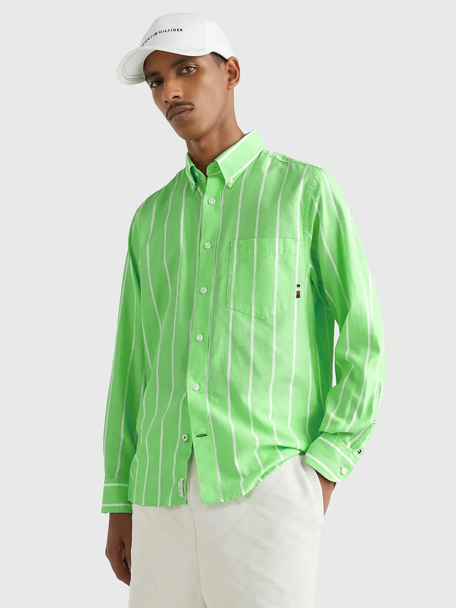 Tommy Hilfiger | Oxford Stripe RF Shirt Spring Lime / Optic White