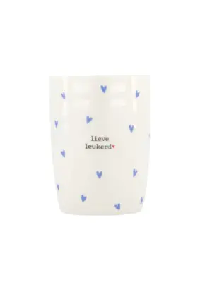 Zusss | Koffiemok hartjes lieve leukerd blauw / wit