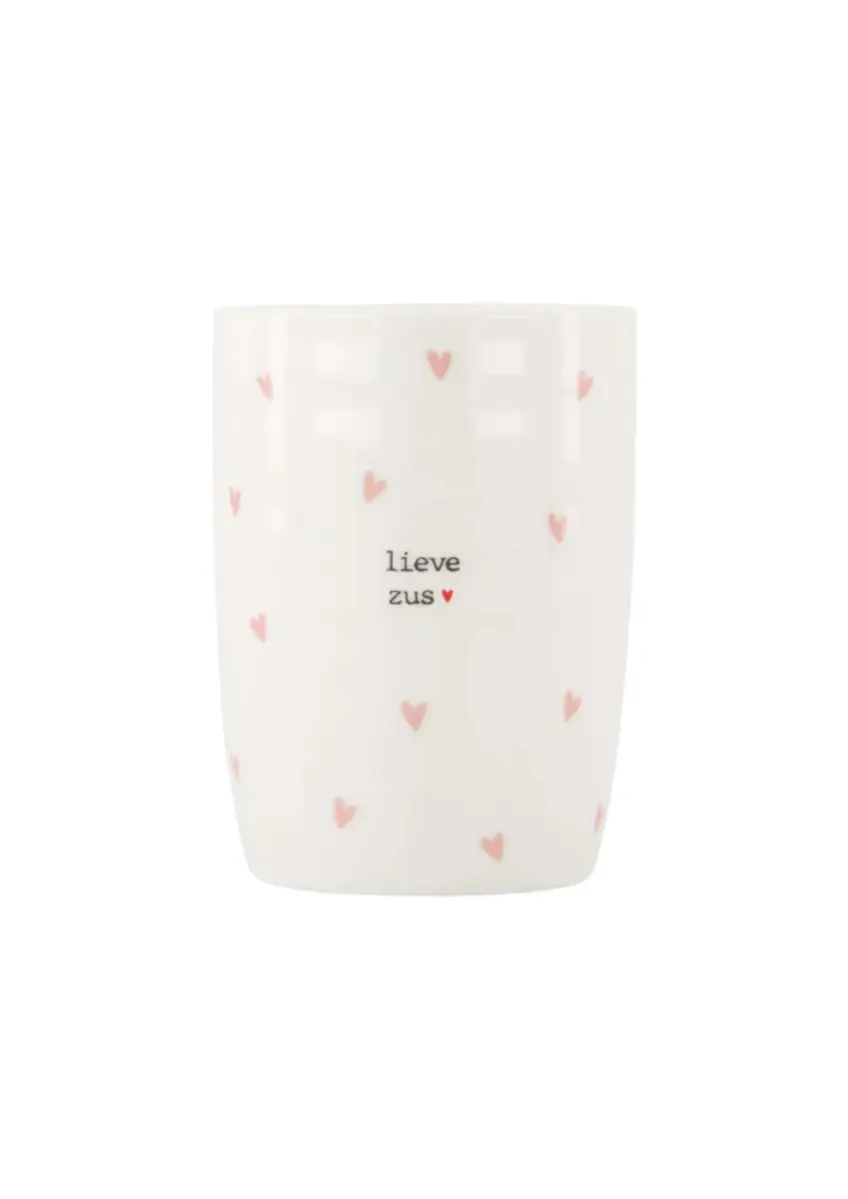 Zusss | Koffiemok hartjes lieve zus wit / roze