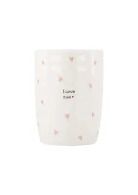 Zusss | Koffiemok hartjes lieve zus wit / roze