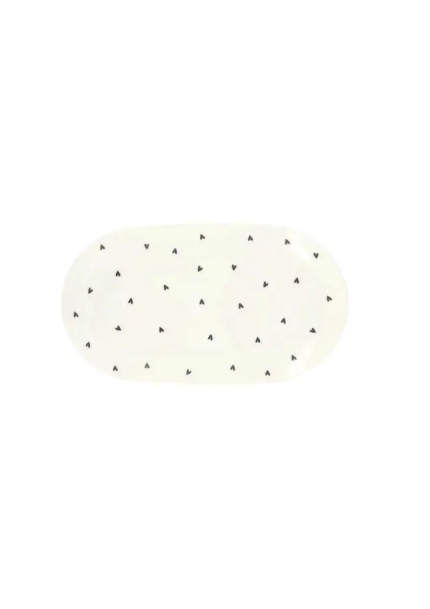 Zusss | Serveerschaal hartjes 20x11.5cm wit/antracietgrijs