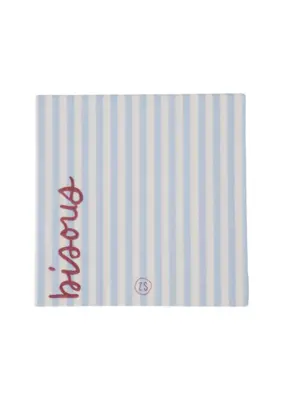 Zusss | Servetten bisous kusss streep 12.5x12.5cm wit/blauw