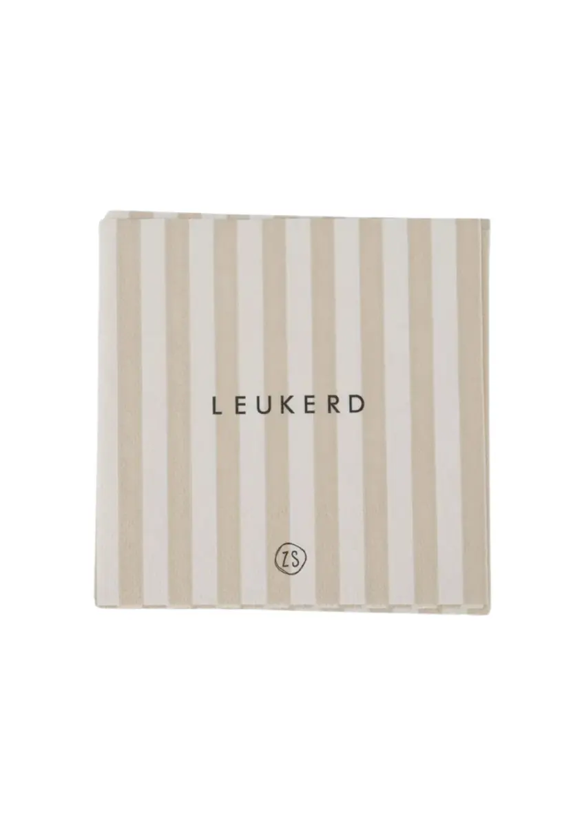Zusss | Servetten leukerd hartje streep 12.5x12.5cm wit/zand