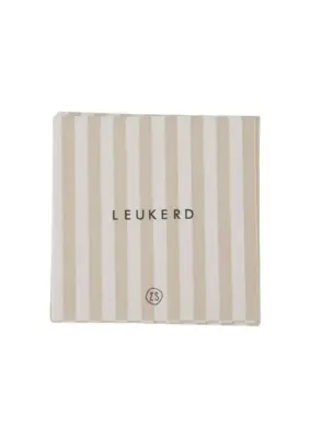 Zusss | Servetten leukerd hartje streep 12.5x12.5cm wit/zand
