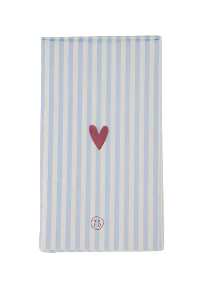 Zusss | Servetten streep hartje 11x20cm blauw/wit