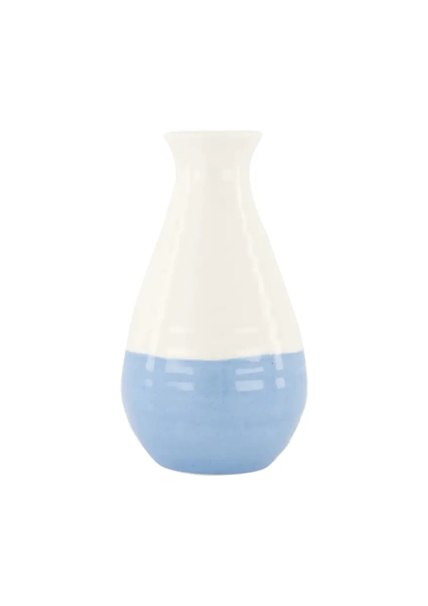 Zusss | Vaasje keramiek smal wit/blauw